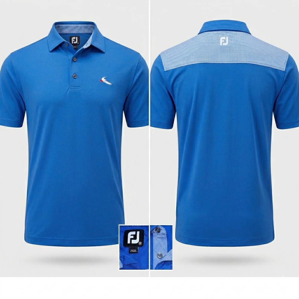 FootJoy FJ Polo Shirt Mens Medium‎ Blue Short Sleeve Bird Logo ProDry Golf EUC